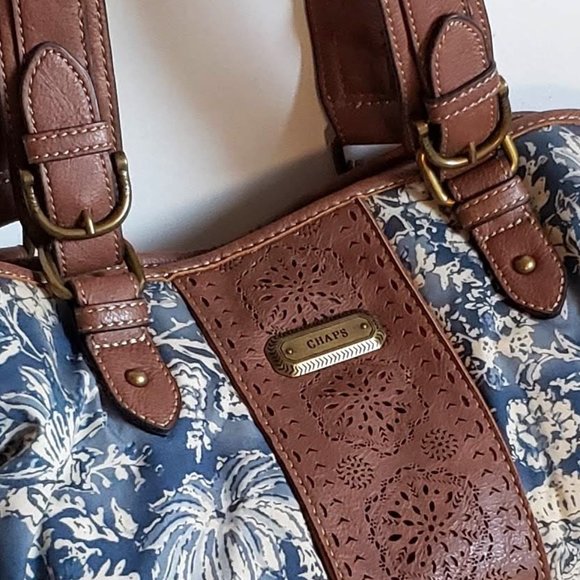 Like NEW Cargo CHAPS RALPH LAUREN Western Satchel Denim Canvas Shoulder Bag - Picture 11 of 15